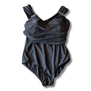 Sea & Sand Beachwear Women's Black One Piece Swimsuit Plus Size 18W